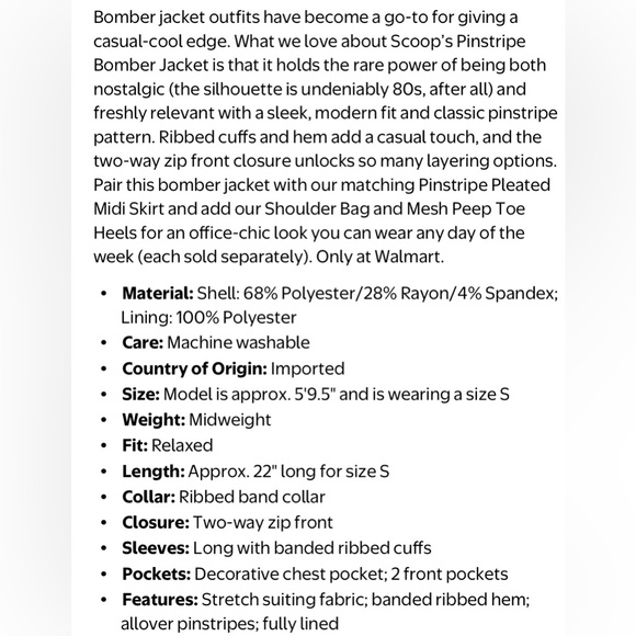 NWT Women's Gray pinstripe Bomber Jacket Zip up - Picture 9 of 10